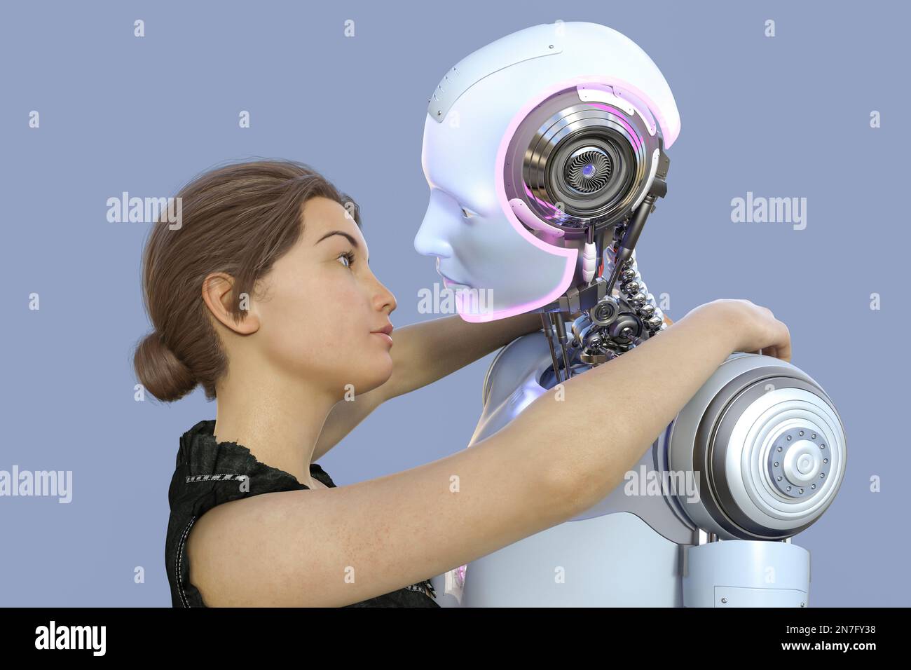 Human robot relationship, conceptual illustration Stock Photo