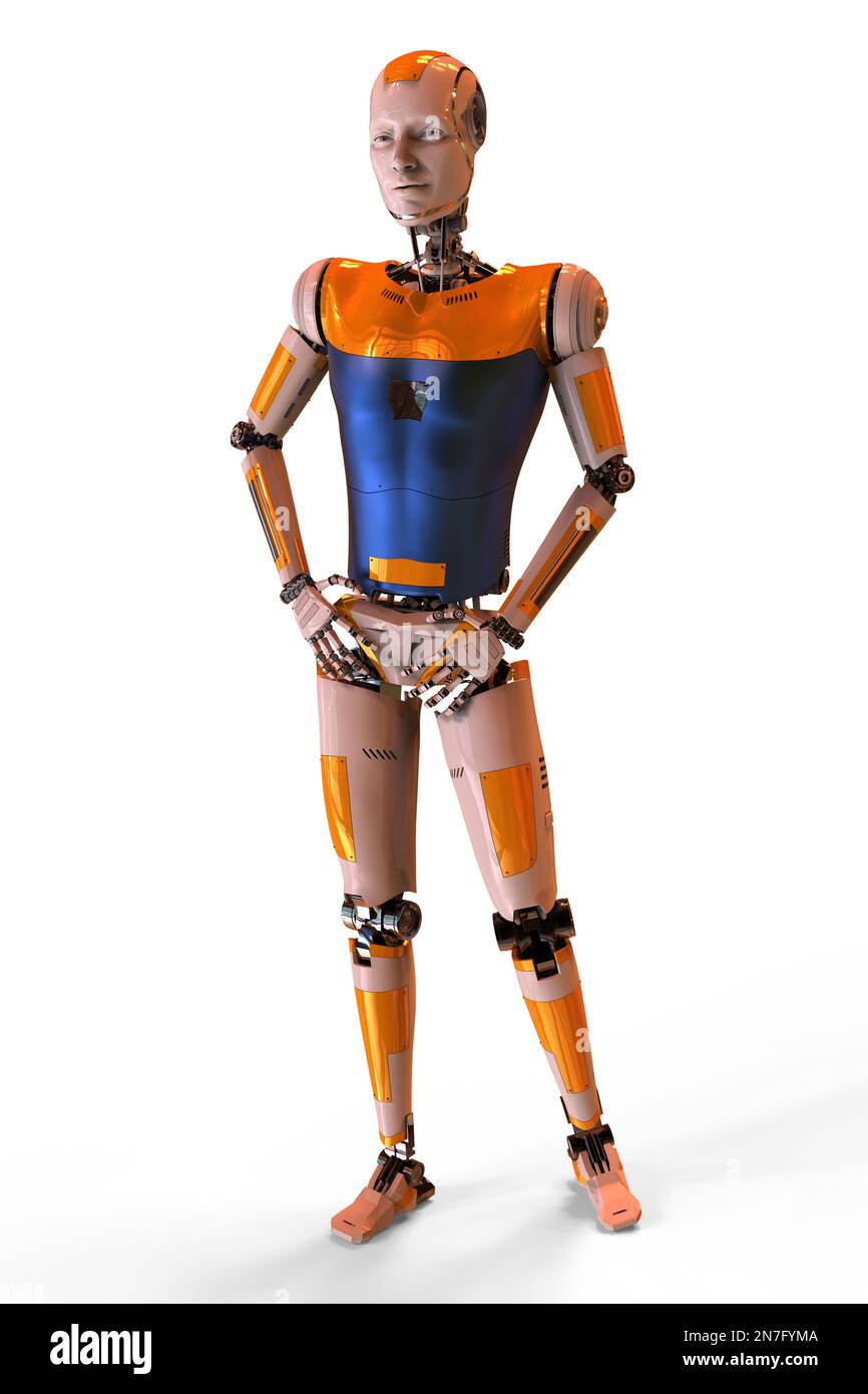 Futuristic humanoid robot, illustration Stock Photo