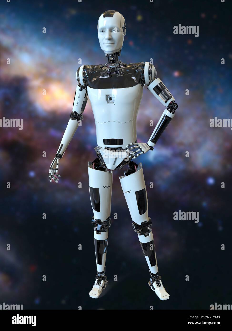 Futuristic humanoid robot, illustration Stock Photo
