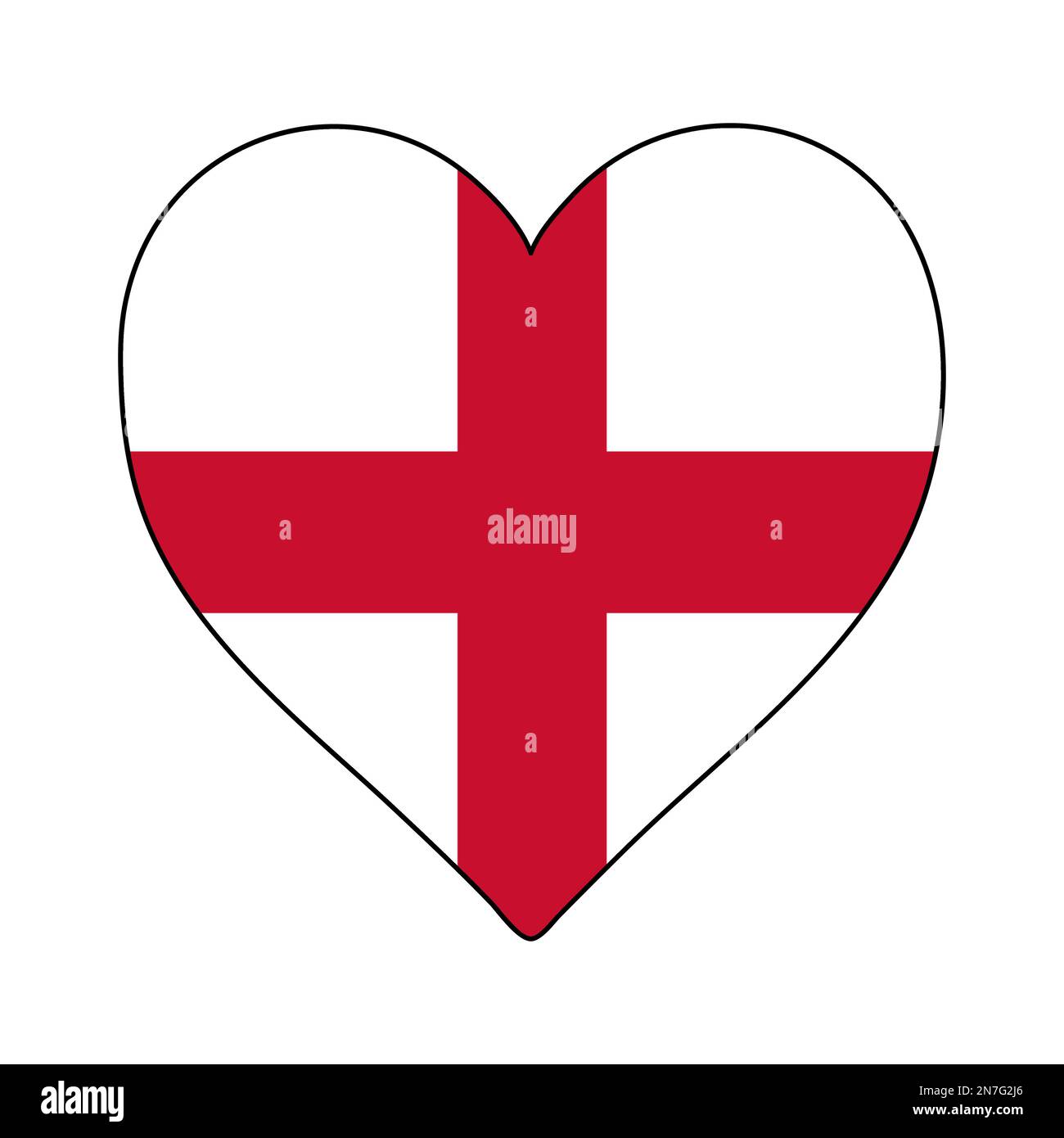 England Heart Shape Flag. Love England. Visit England. Northern Europe. Europe. European Union. Vector Illustration Graphic Design. Stock Vector