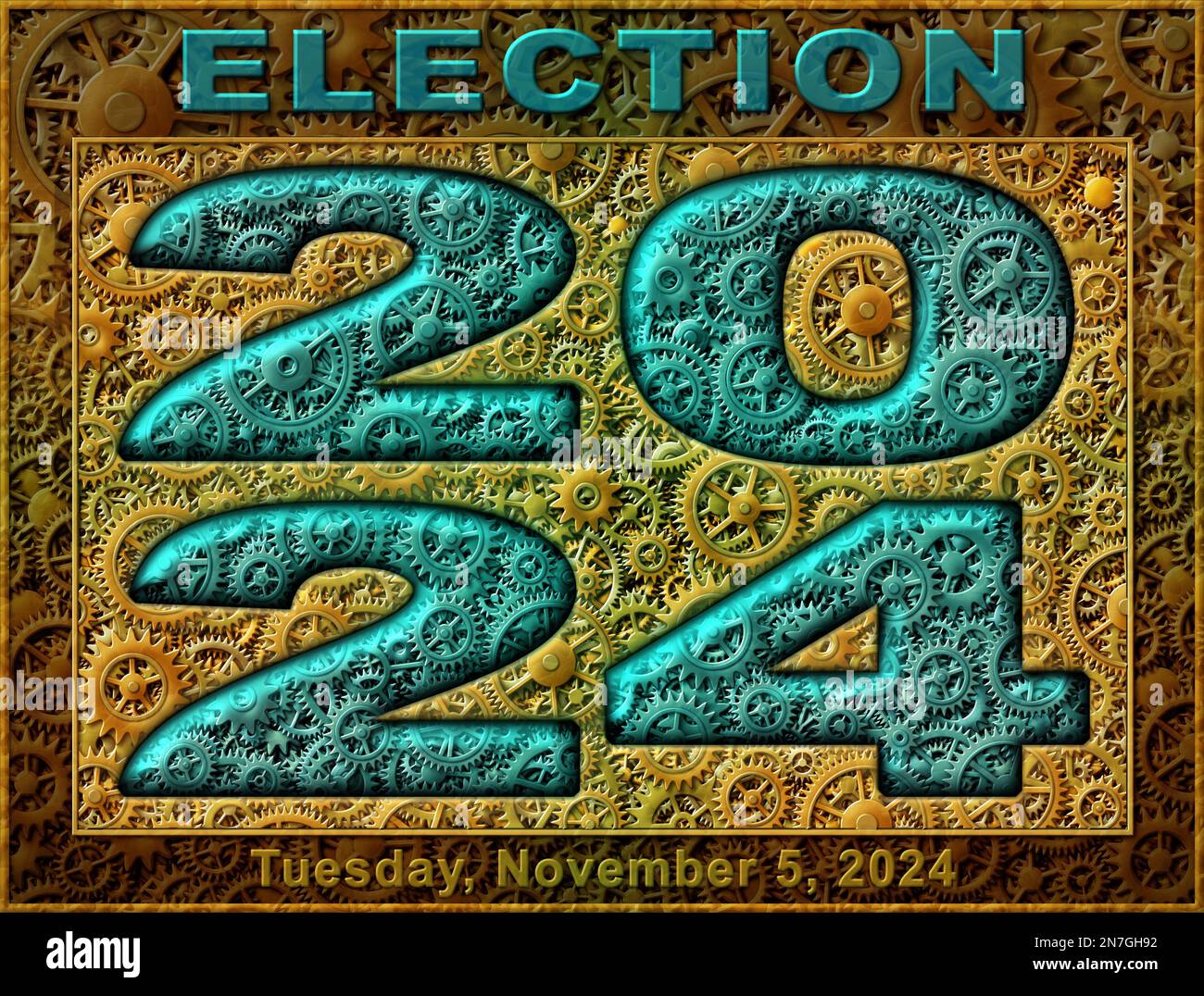 The words Election 2024 and the election date illustrated with a