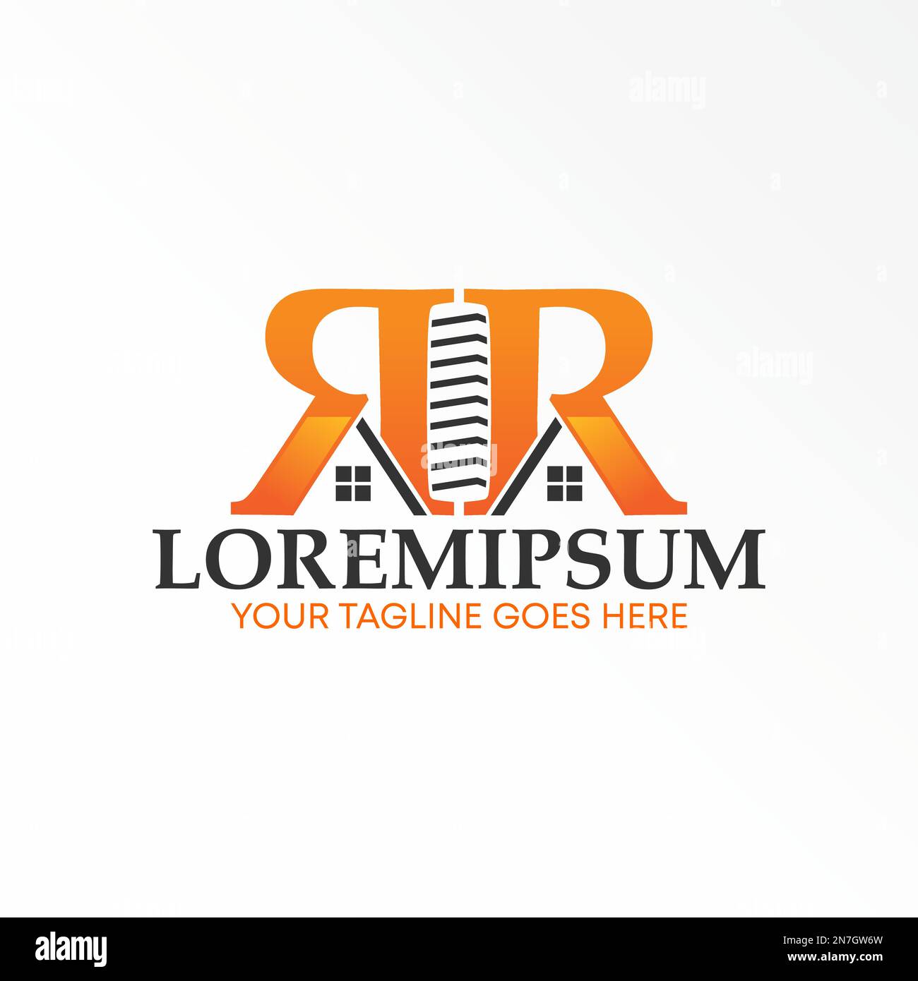 Double R or letter RR font with Roof house, building, and cloud image