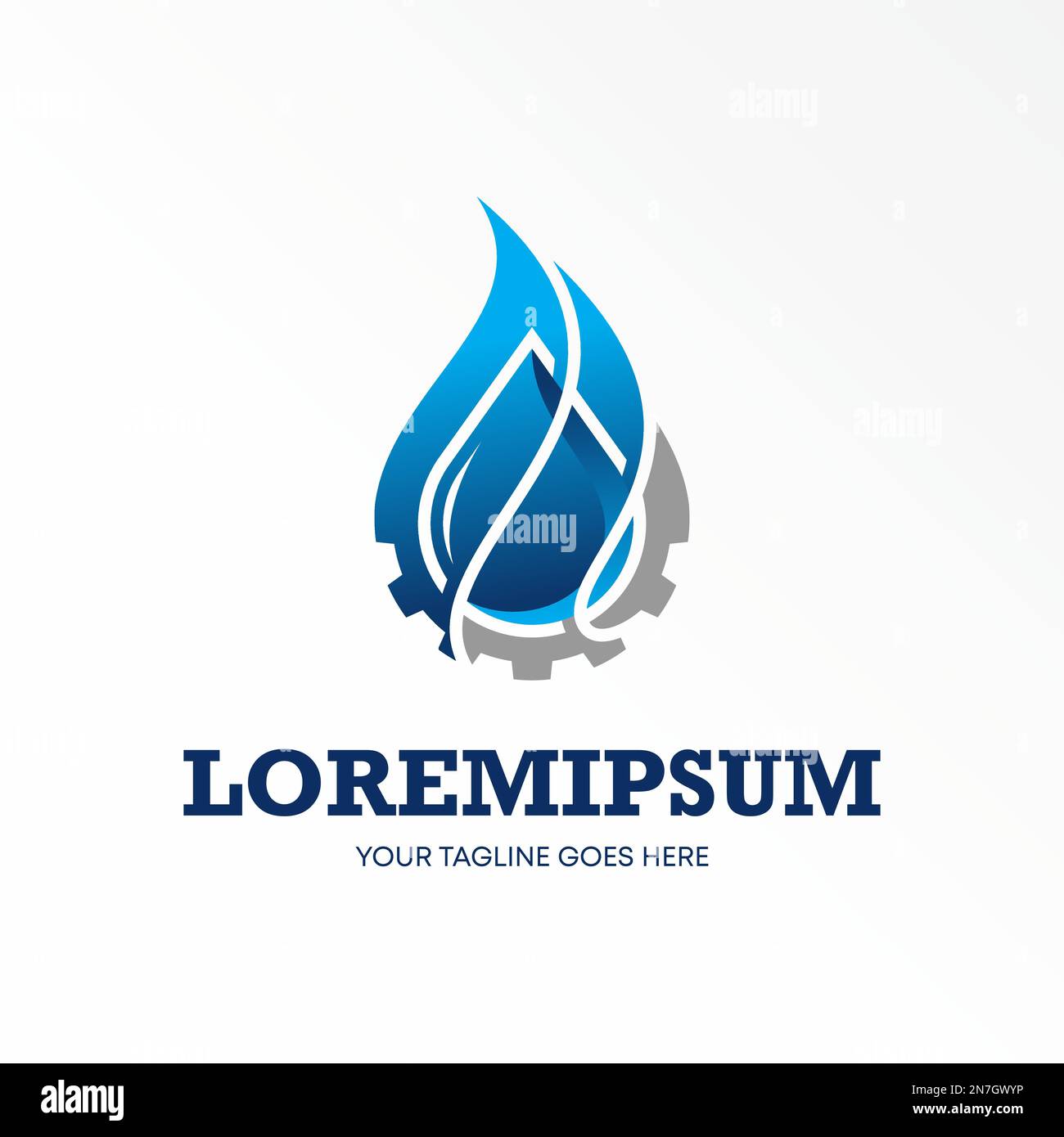 Fire flame, water drop, leaf and gear in circle block image graphic