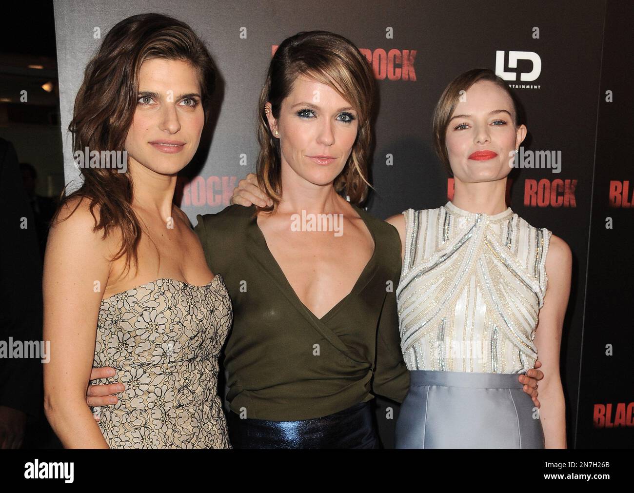 From left, Lake Bell, Katie Aselton and Kate Bosworth arrive at the