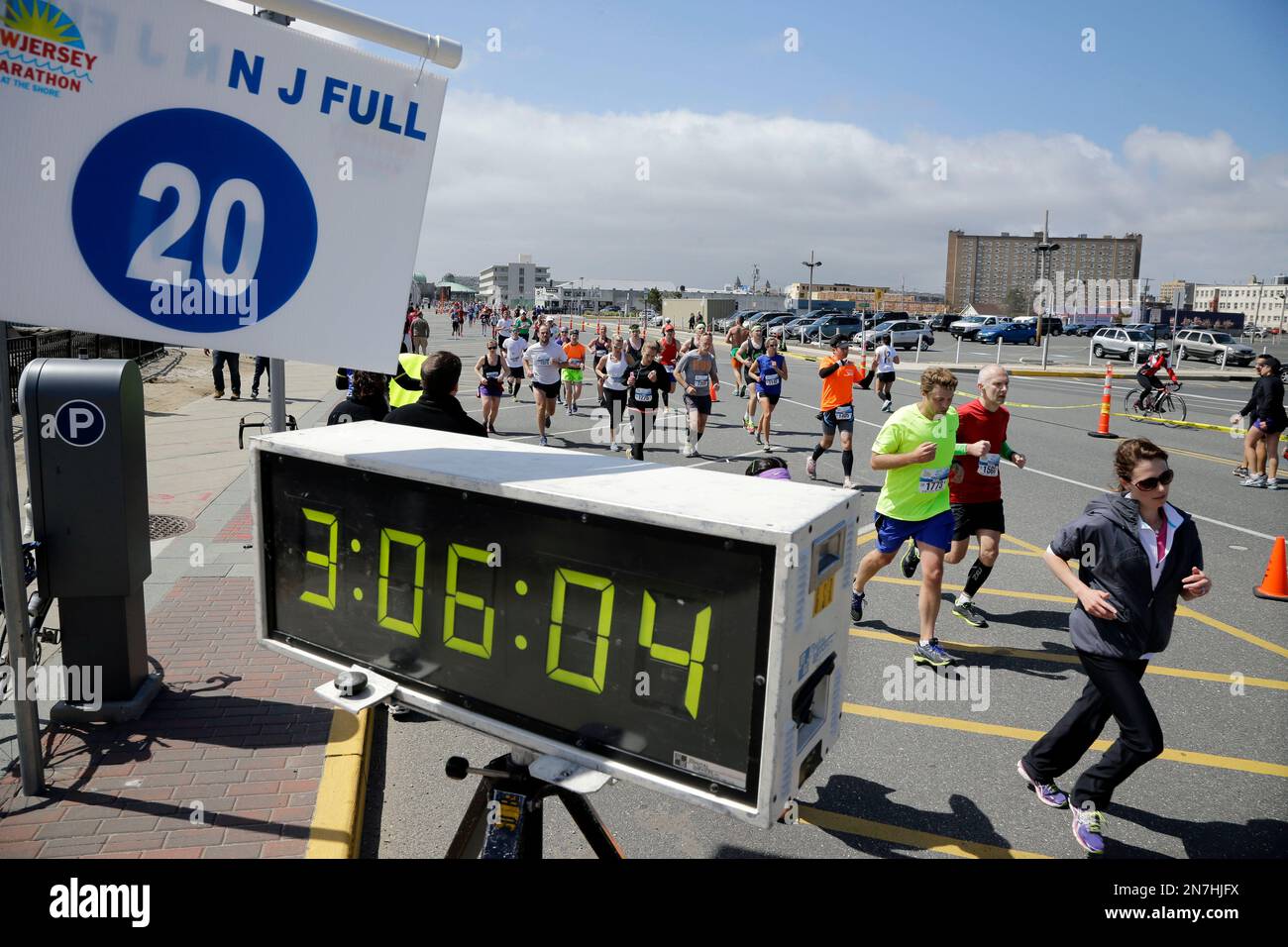New Jersey Marathon runners pass the 20mile marker in Asbury Park, N.J