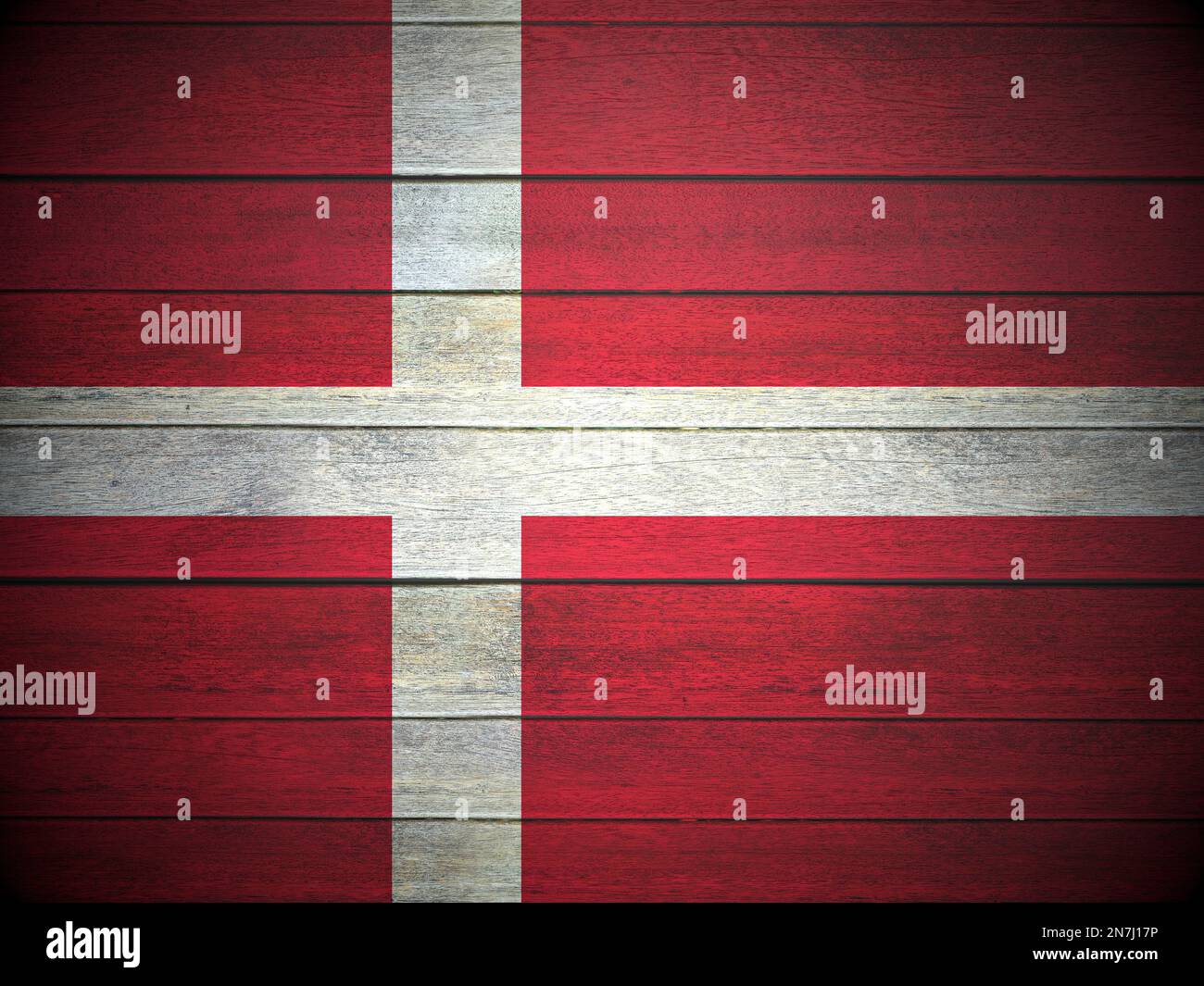 Denmark flag painted on wooden planks background. 3d illustration Stock ...