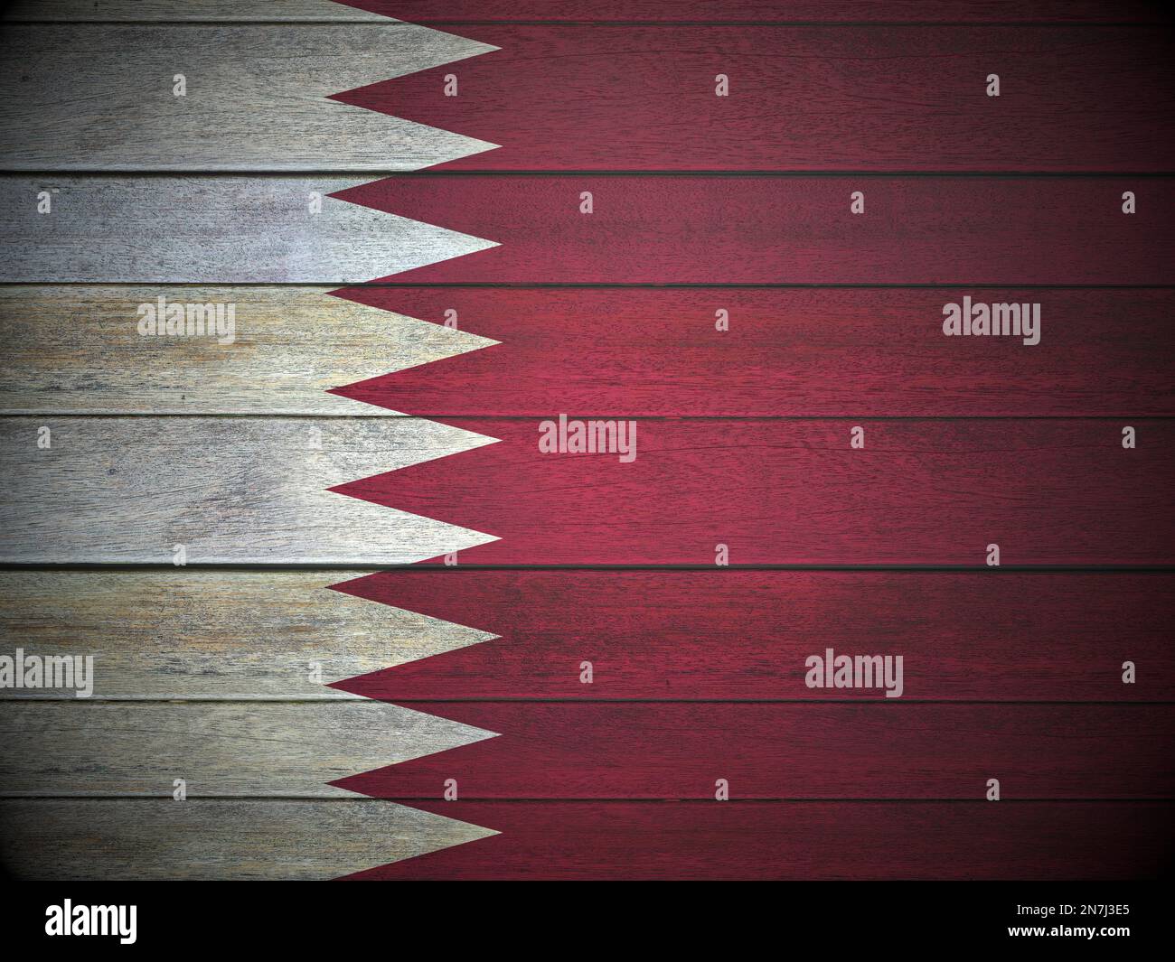 Qatar flag painted on wooden planks background. 3d illustration Stock
