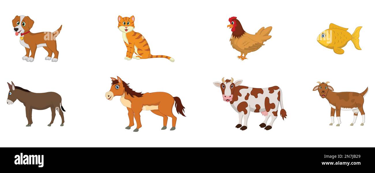 Cartoon farm animals and birds vector set isolated sheep hi-res stock ...