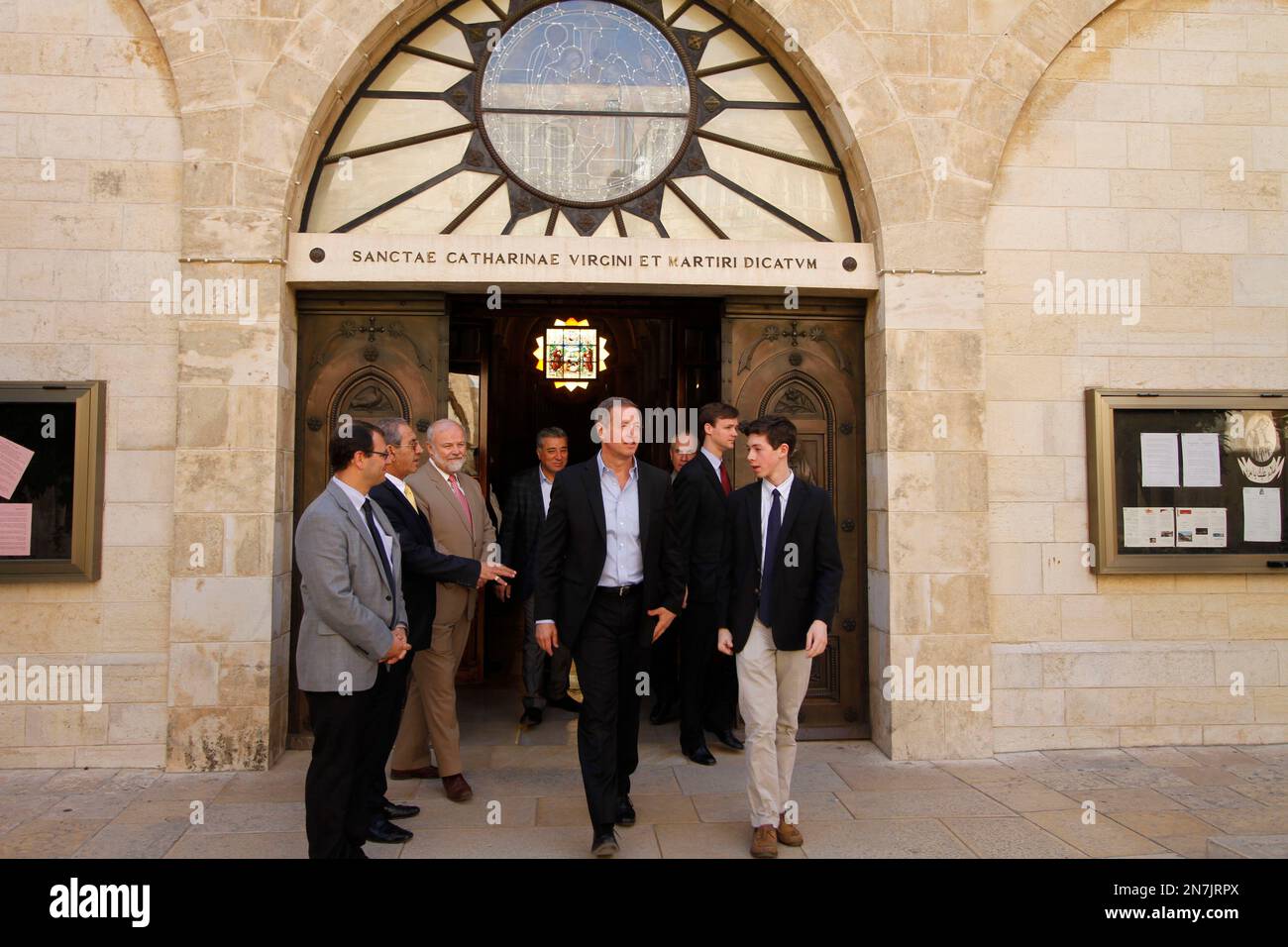 Maryland Gov. Martin O'Malley, center, visits the Church of the Nativity, believed by many