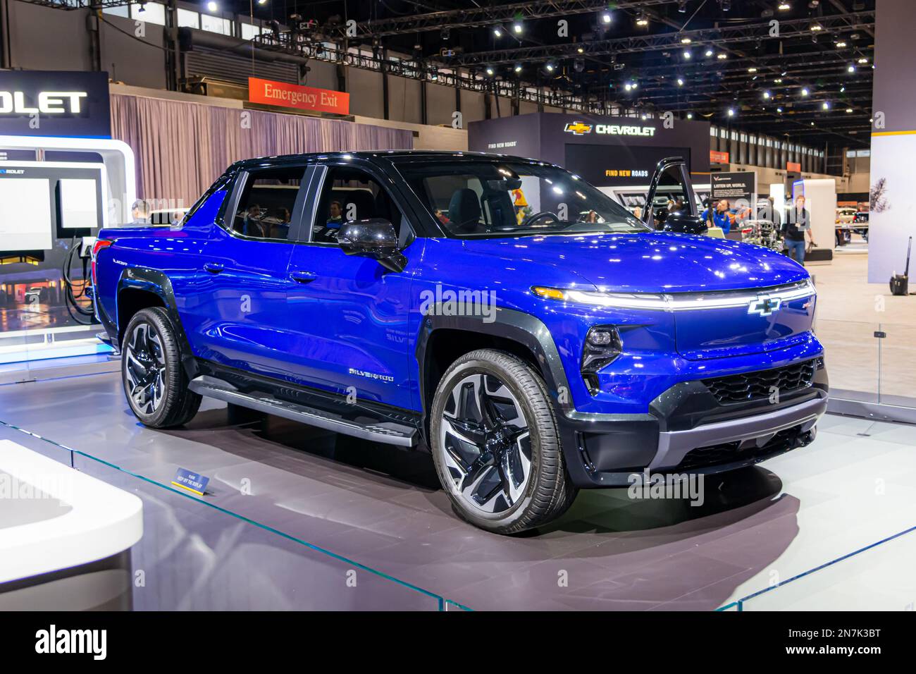 Chicago, IL, USA February 9, 2023 2024 Chevrolet Silverado electric pickup truck at the 2023