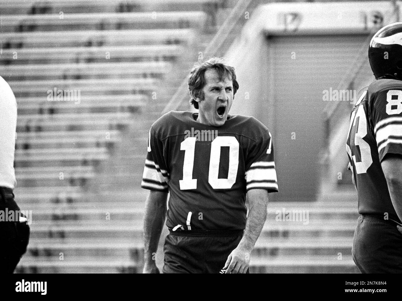 Minnesota Vikings quarterback Fran Tarkenton yawns during opening day of  practice at the University of Arizona in Tucson on Dec. 27, 1978, for the  team's Sunday NFC playoff game with the Los