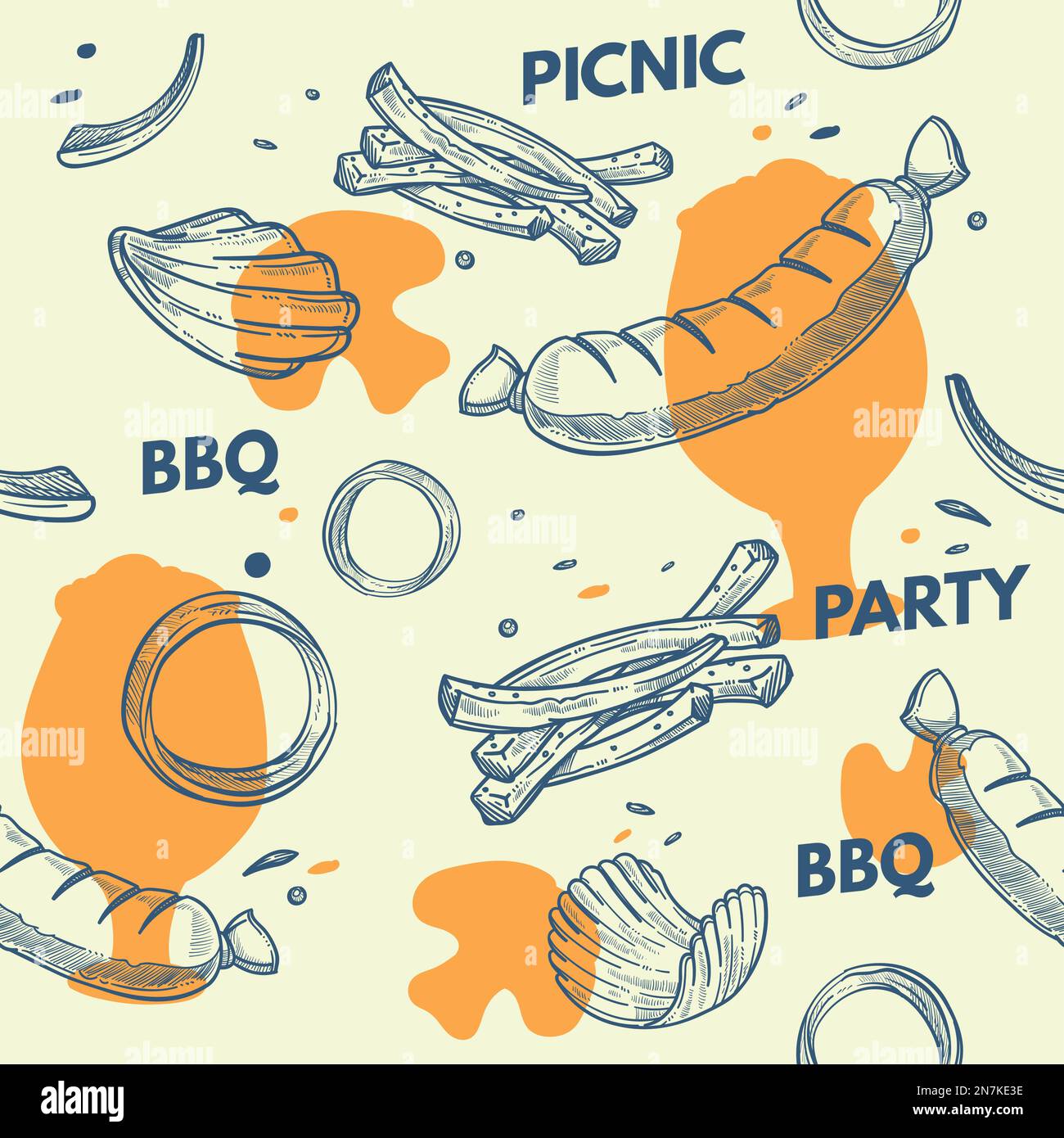 Picnic Party Grilled Meat And Vegetables Print Stock Vector Image picnic-party-grilled-meat-and-vegetables-print-stock-vector-image