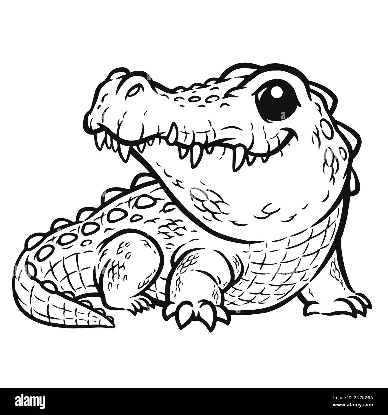 Vector illustration of Cartoon crocodile - Coloring book for kids Stock Vector