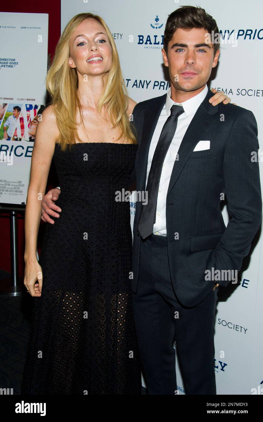 Heather Graham and Zac Efron attend a screening of "At Any Price" hosted by  The Cinema Society and Bally on Thursday, April 18, 2013 in New York.  (Photo by Charles Sykes/Invision/AP Stock