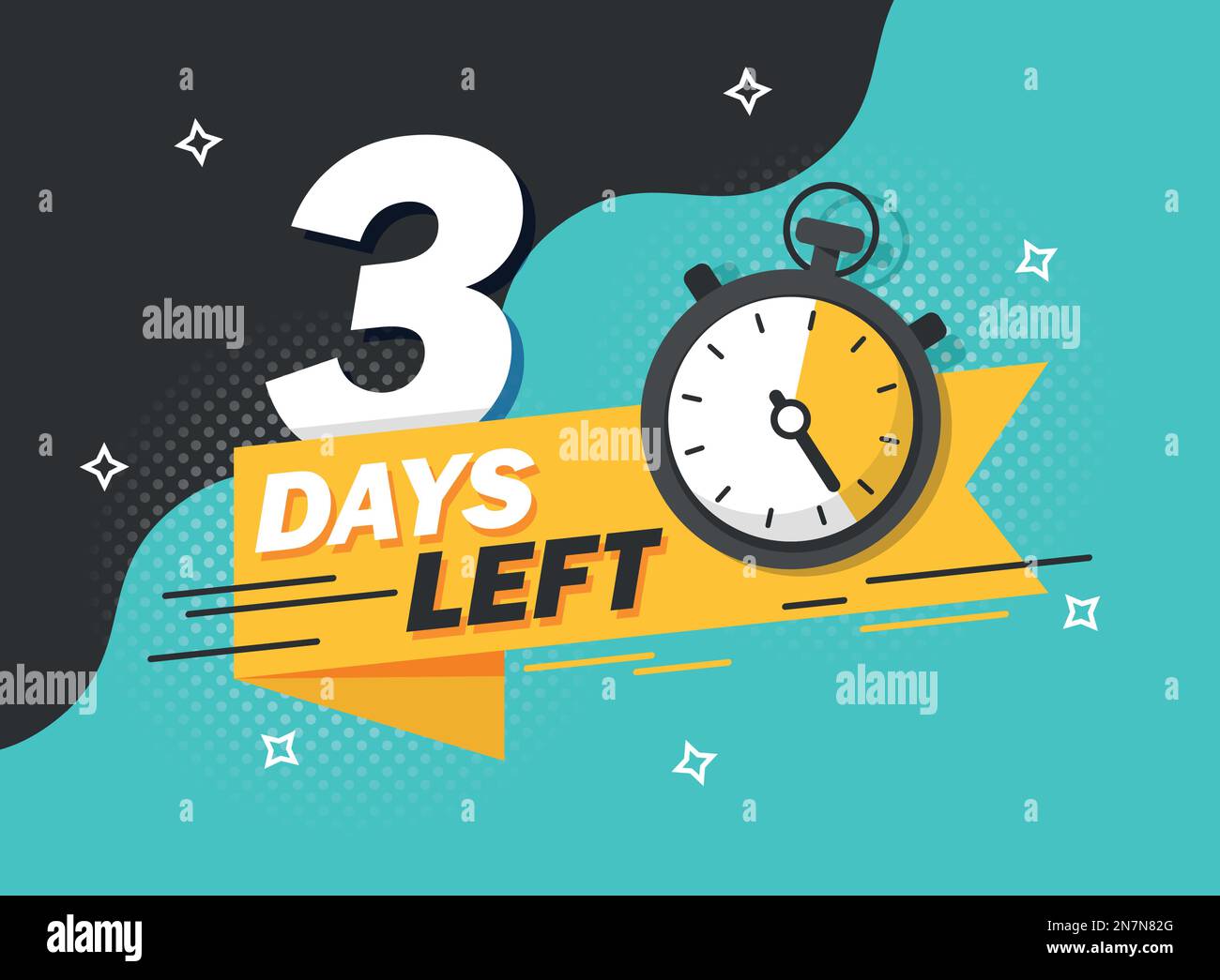 3 days left icon in flat style. Offer countdown date number vector