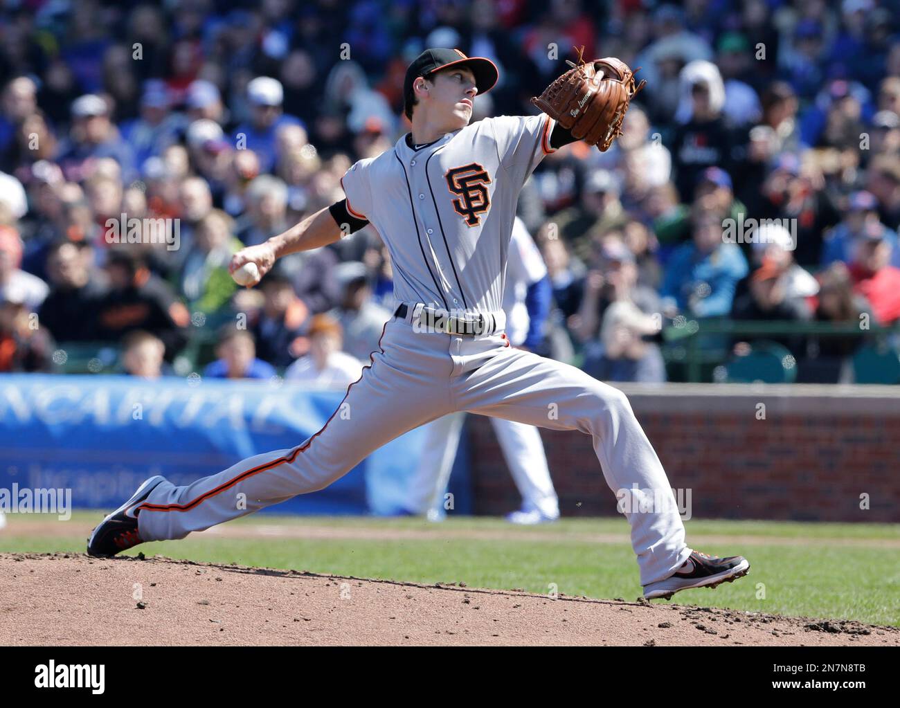 Mar. 31, 2011 - Los Angeles, California, USA - Giants starter Tim Lincicum  delivers a pitch in the bottom of the 1st inning in Thursday nights,  Opening Day baseball game between the