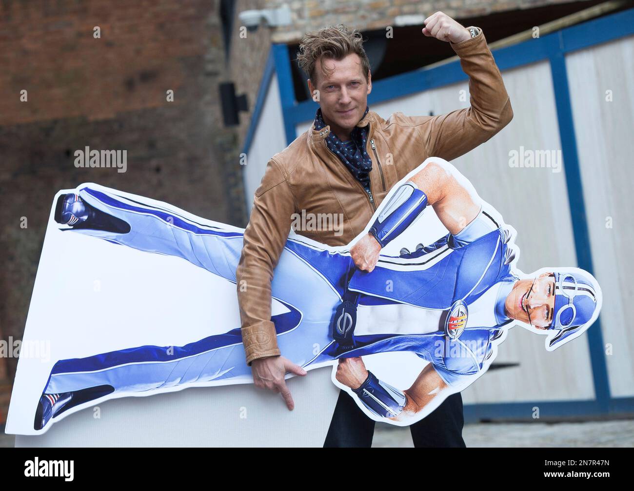 Magnus Scheving The Creator And Co star Of LazyTown Holds A Cardboard 