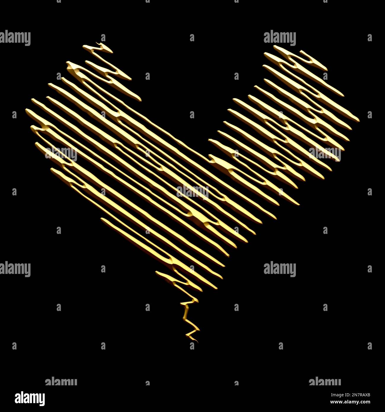 Gold 3D icon on black background. 3D rendering. Heart - a symbol of ...