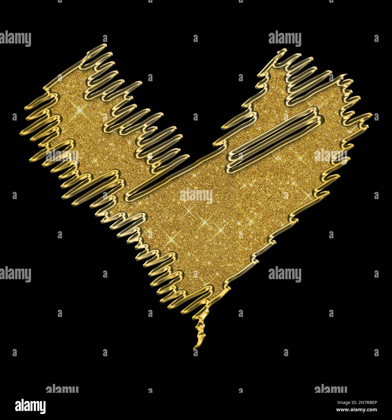 Gold 3D icon on black background. 3D rendering. Heart - a symbol of ...