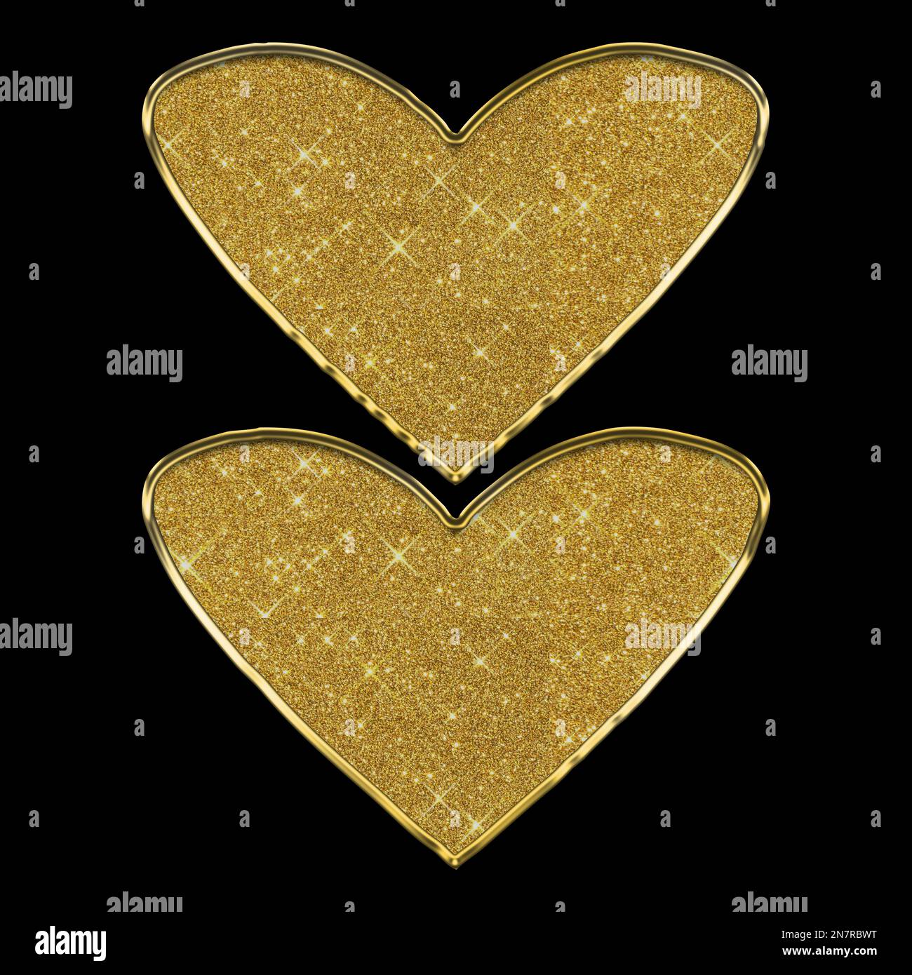 Gold 3D icon on black background. 3D rendering. Heart - a symbol of ...