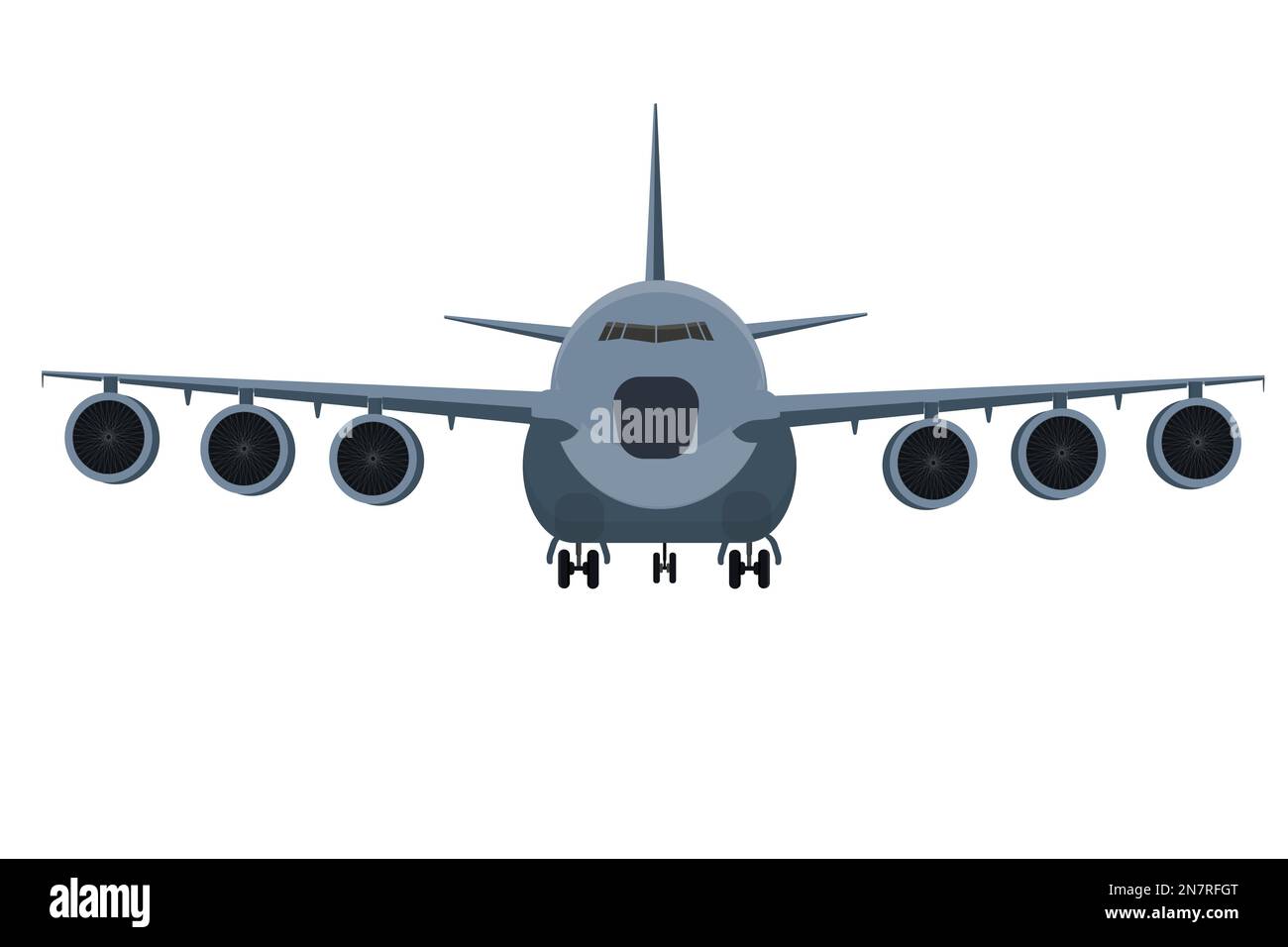 a big military cargo plane on white background air transport icon Stock