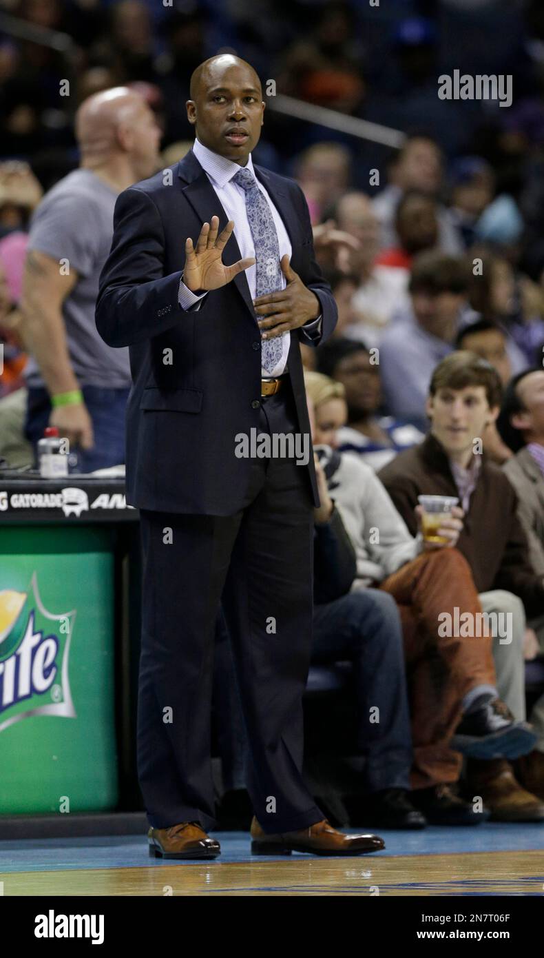 Orlando Magic head coach Jacque Vaughn directs his team against the