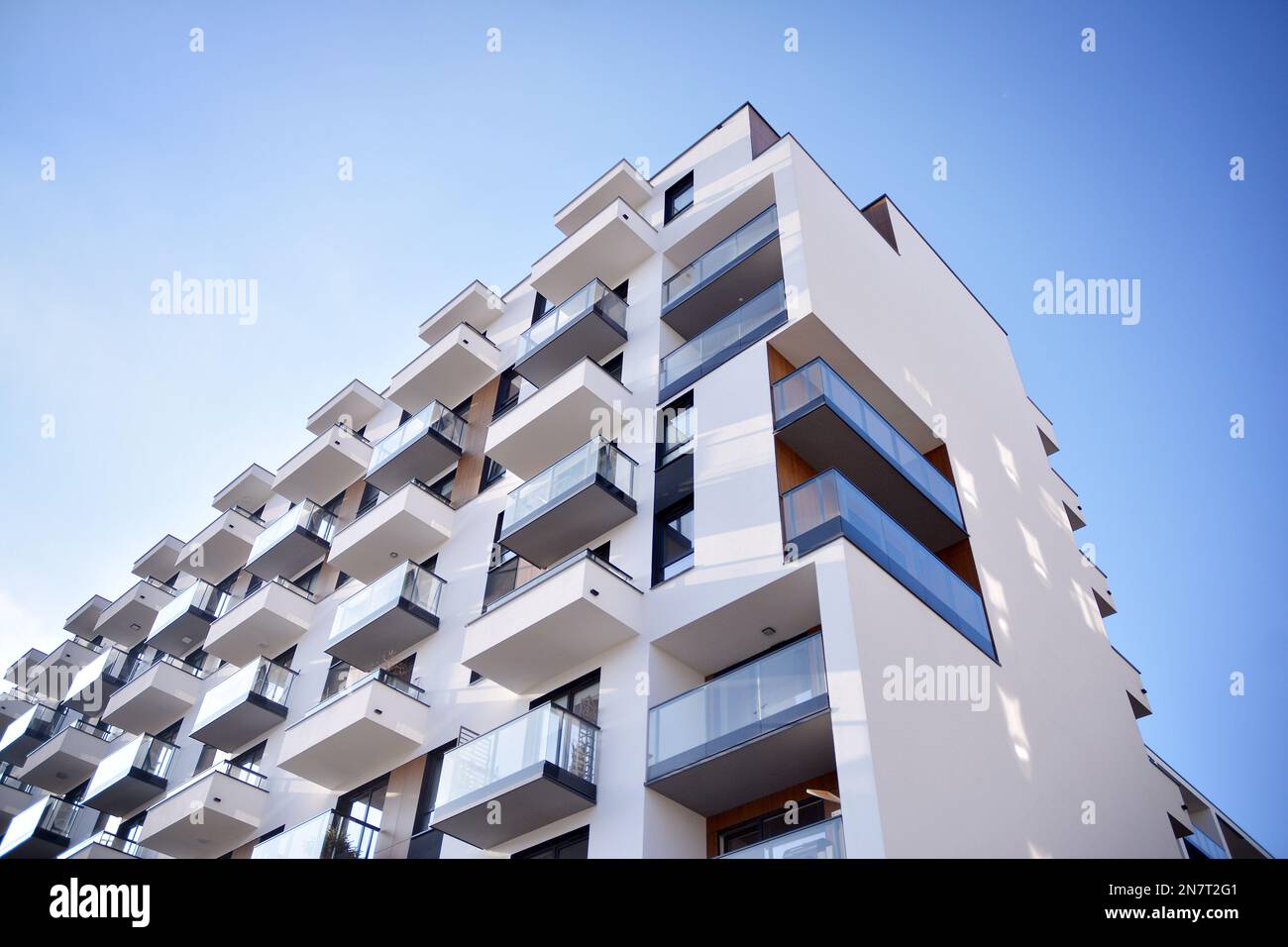 Modern architecture building facade with balconies. New apartments ...