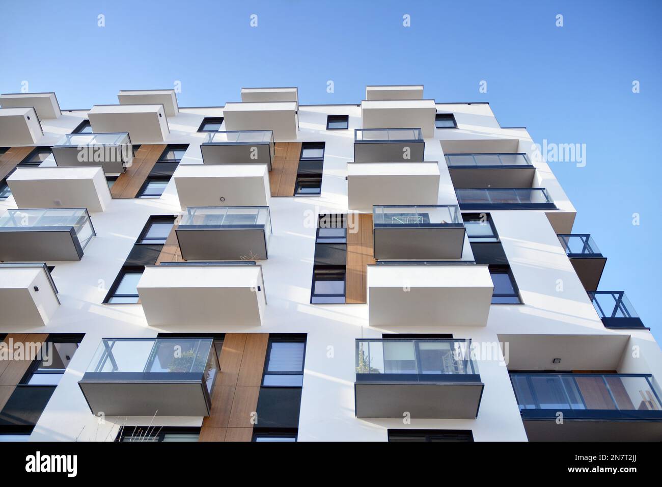 Modern architecture building facade with balconies. New apartments ...