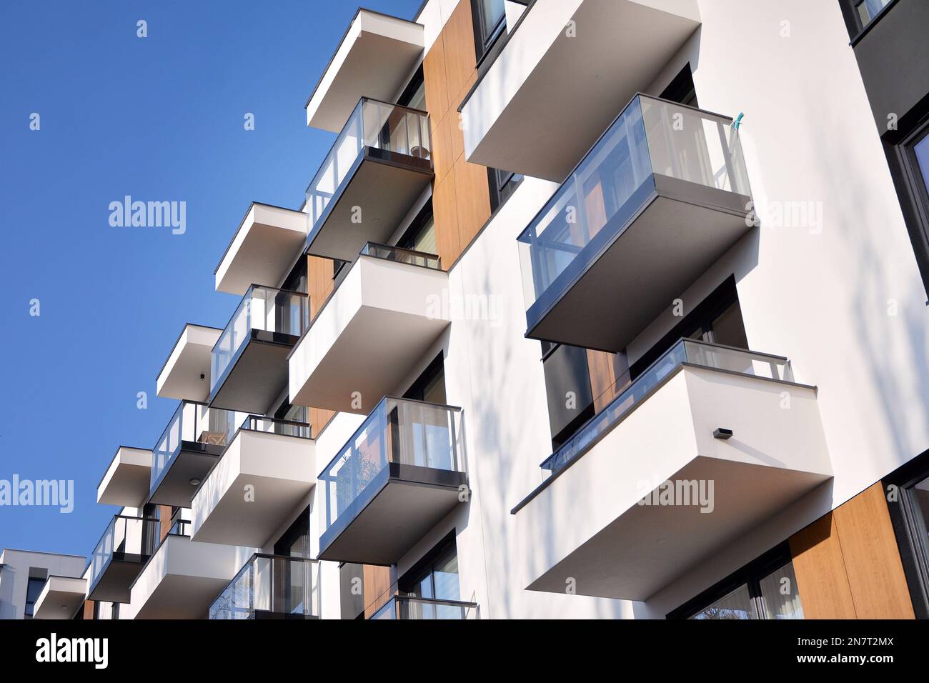 Modern architecture building facade with balconies. New apartments ...