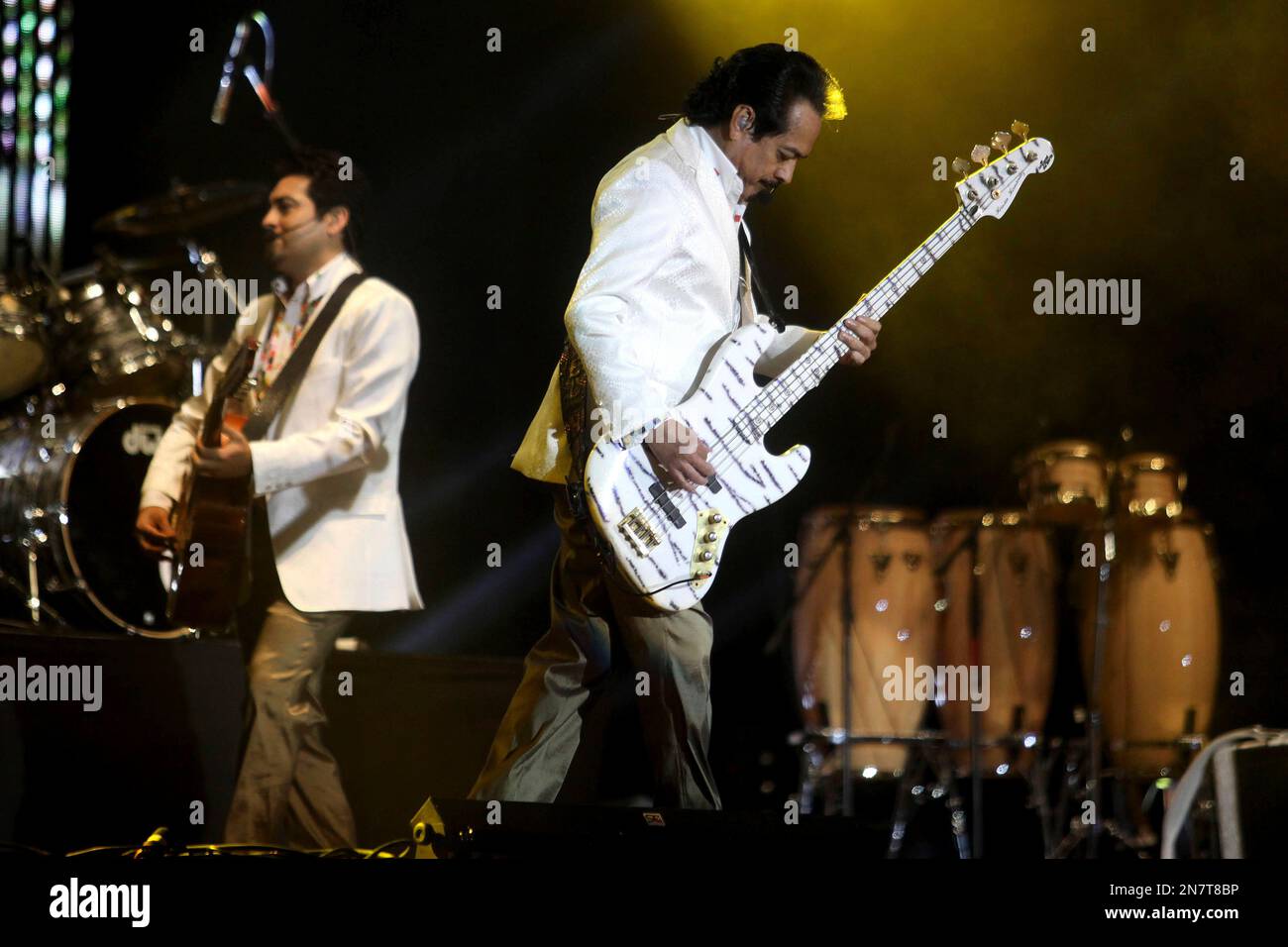 Electric bass and vocalist Hernan Hernandez of the norteno band Los