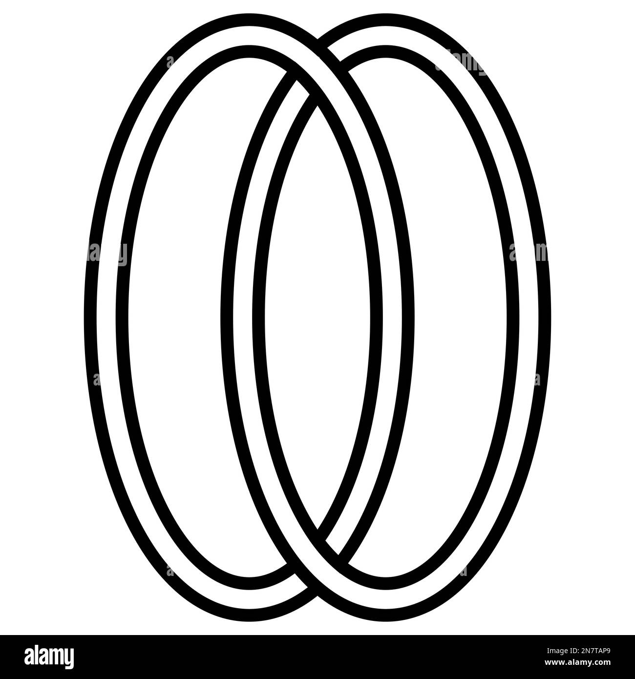 Interlocking ellipse icon sign outline rings. Circles, rings wedding Stock Vector