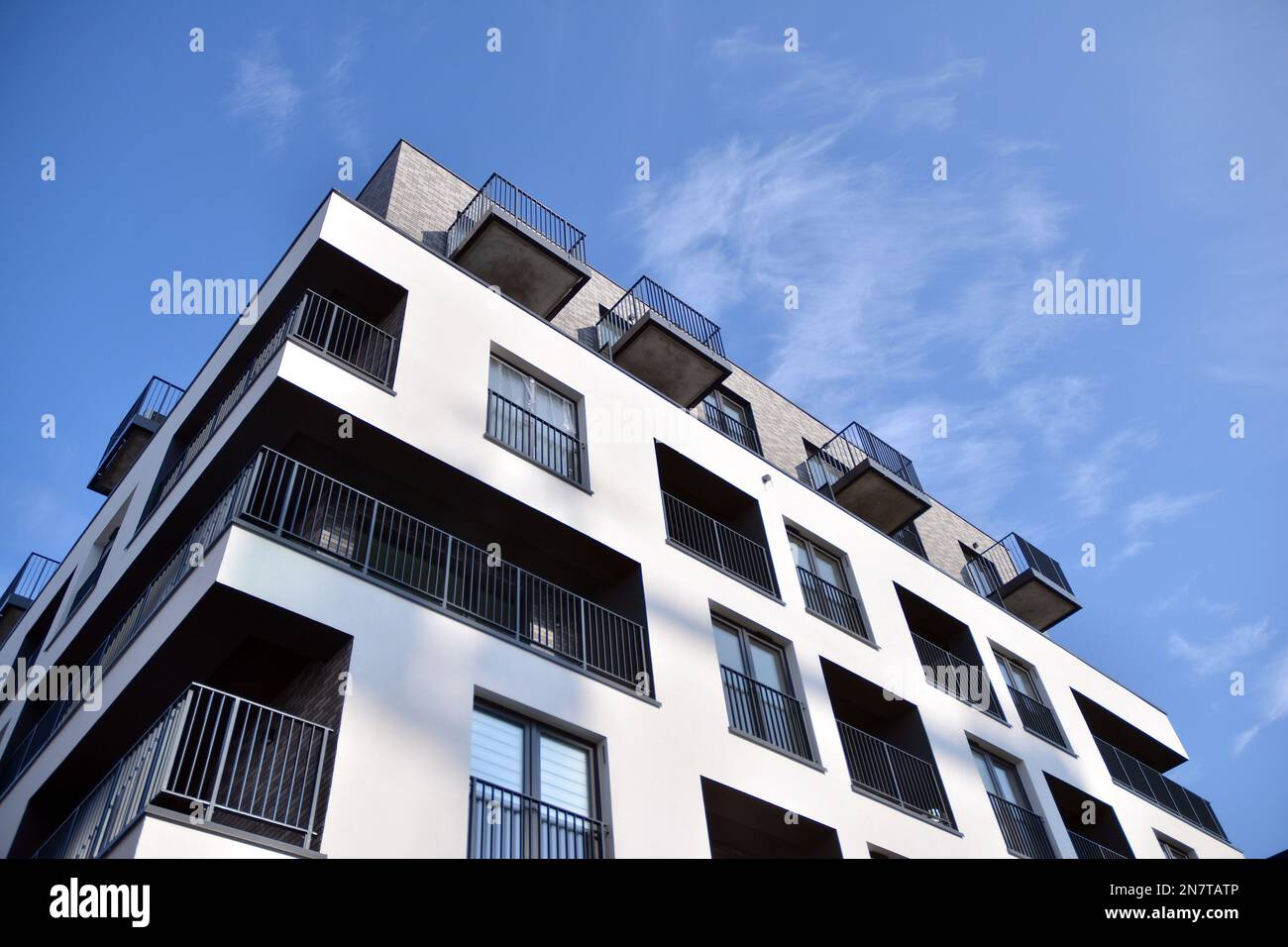 Modern architecture building facade with balconies. New apartments ...