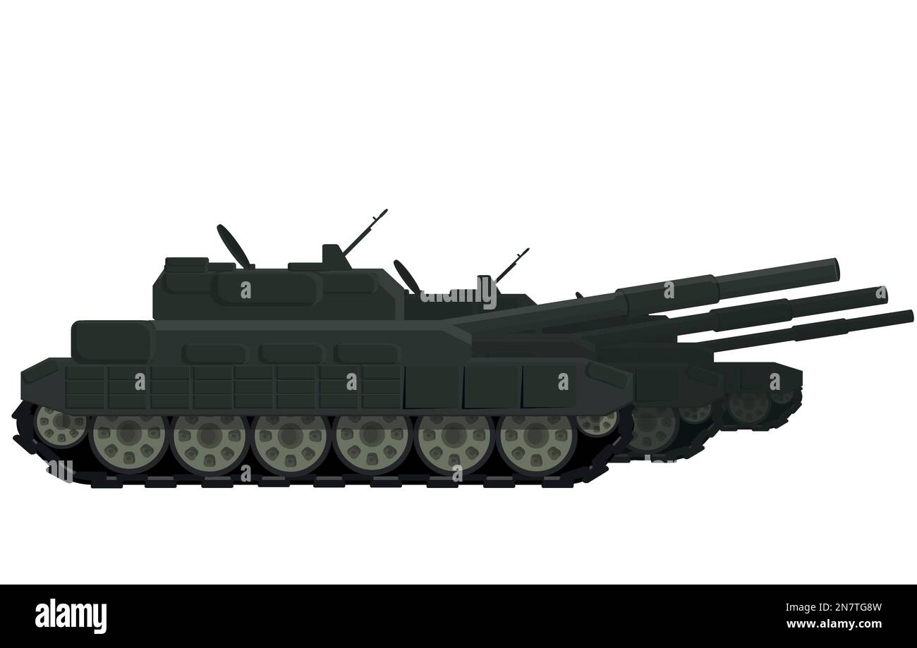 a column of large battle tanks illustration of war conflict Stock Vector