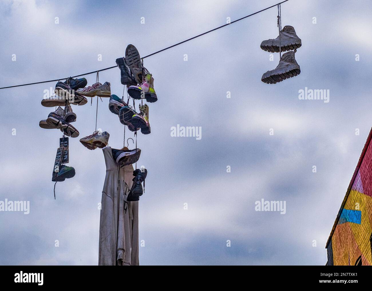 A6 shoes hanging hot sale from power lines