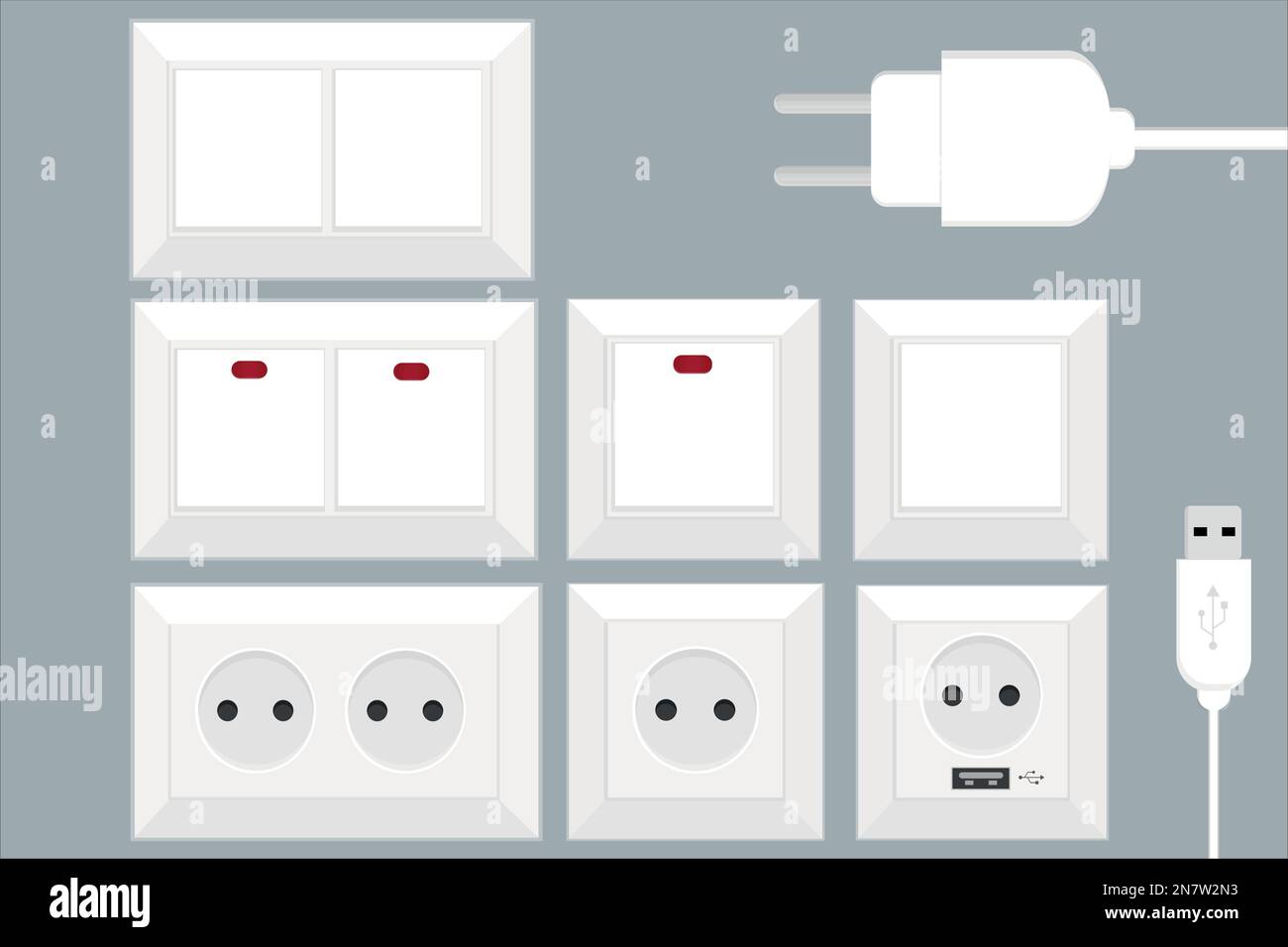 set of different electricity switches and sockets with usb Stock Vector Image & Art Alamy