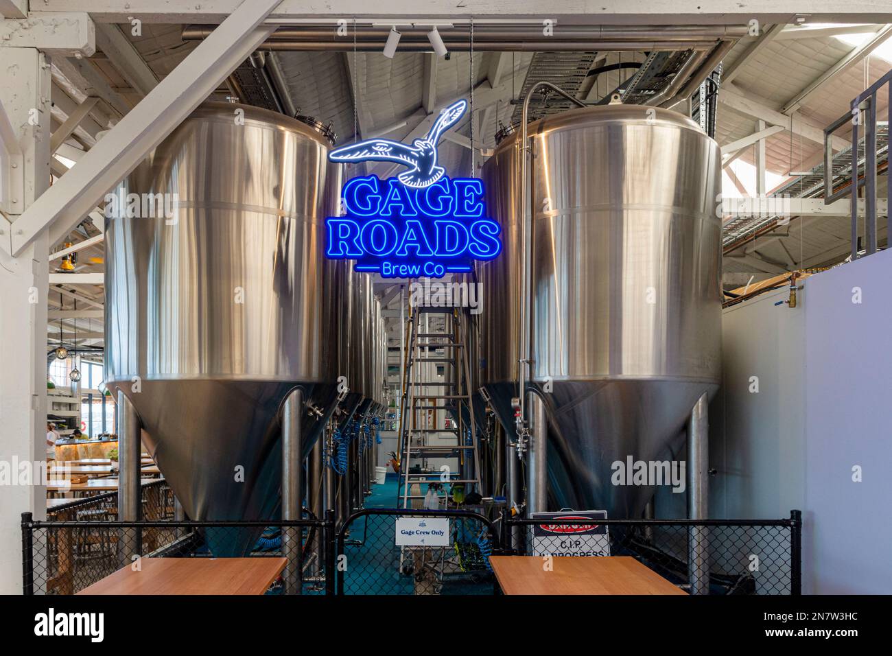 Stainless steel brewery tanks at Gage Roads Freo Brewery, Fremantle