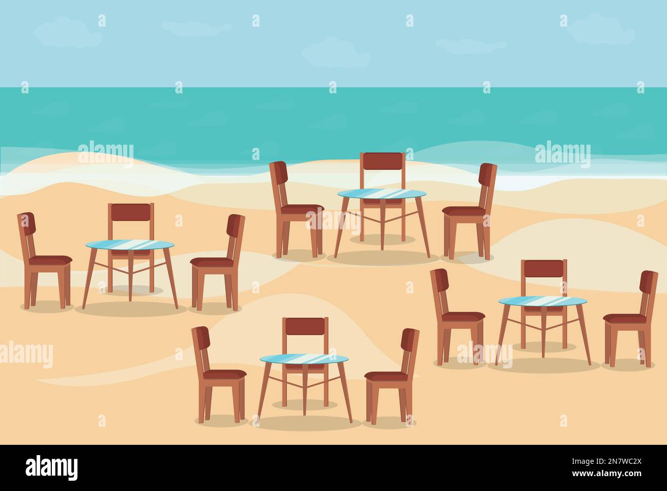 Tables on the beach Stock Vector Images Alamy