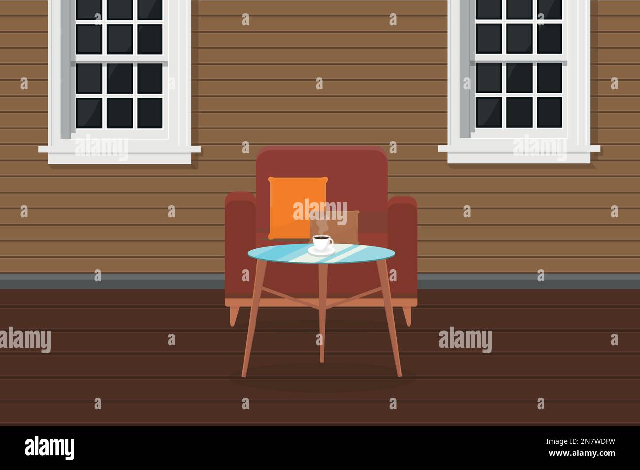 an armchair chairs and a table with coffee on the veranda of the house ...