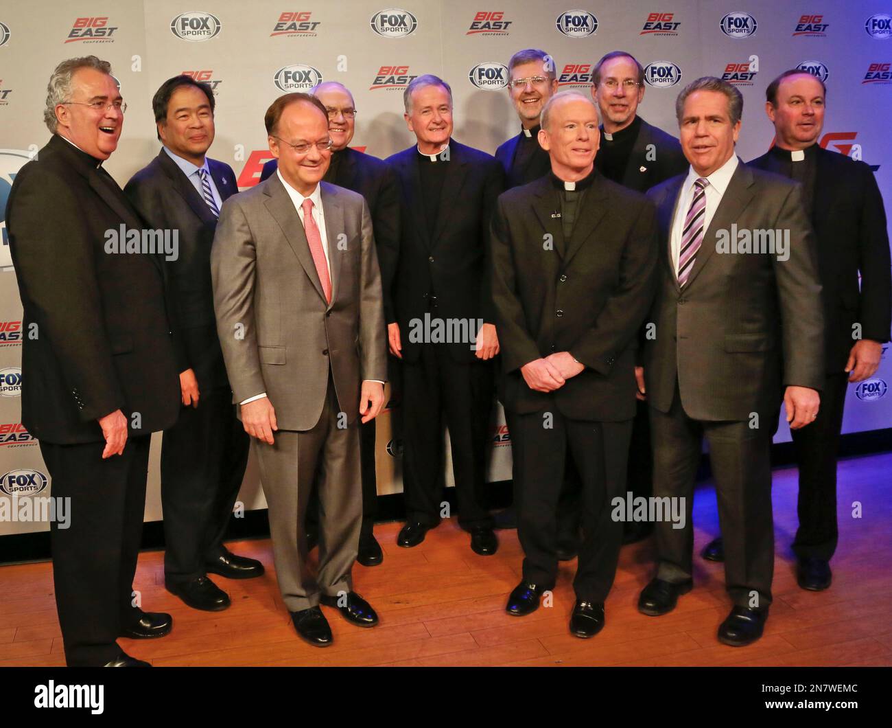 Villanova University President Rev. Peter Donohue, far left, Seton Hall