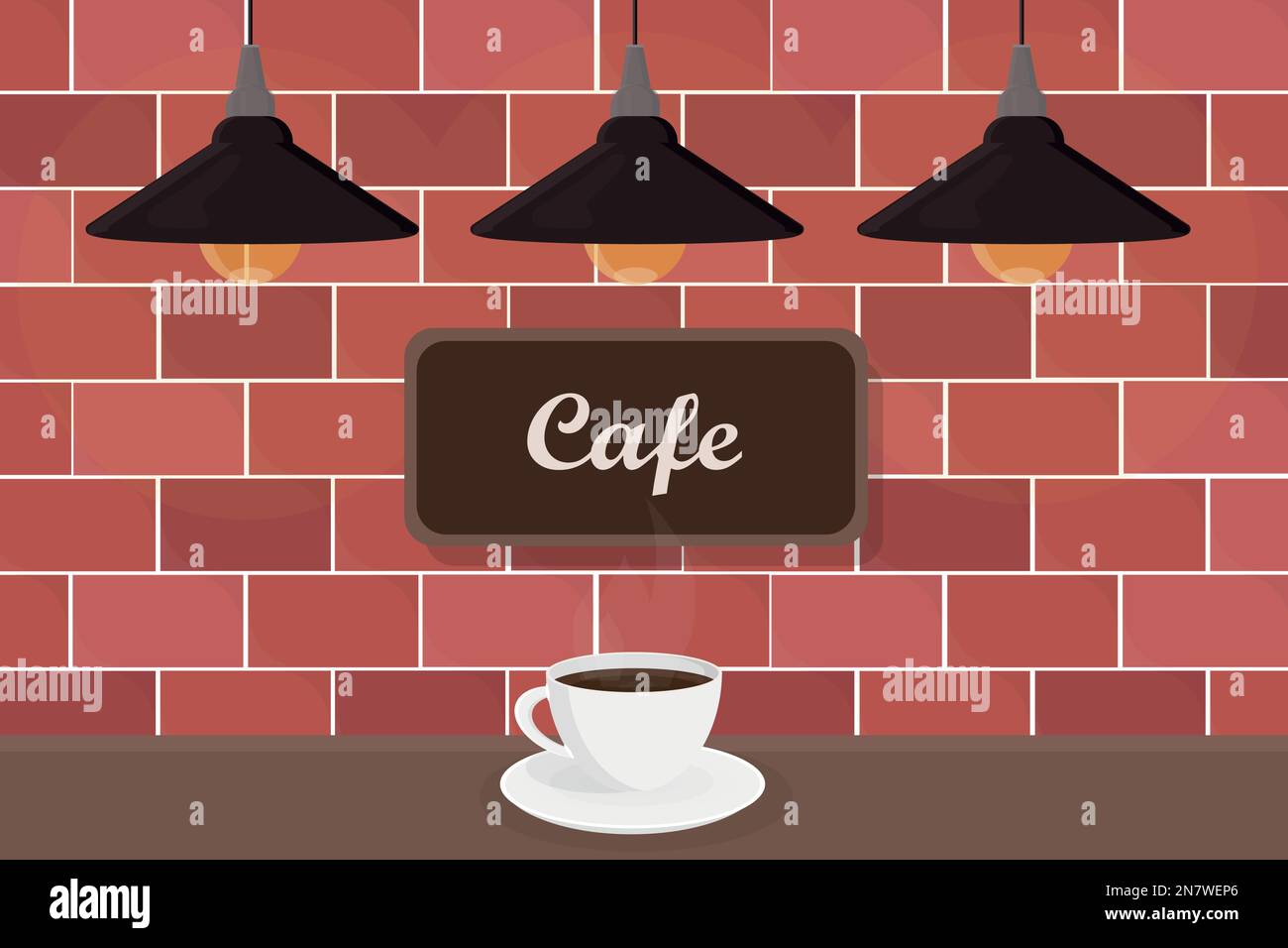 a loft style lamp with brick wall in cafe isolated interior element vector Stock Vector