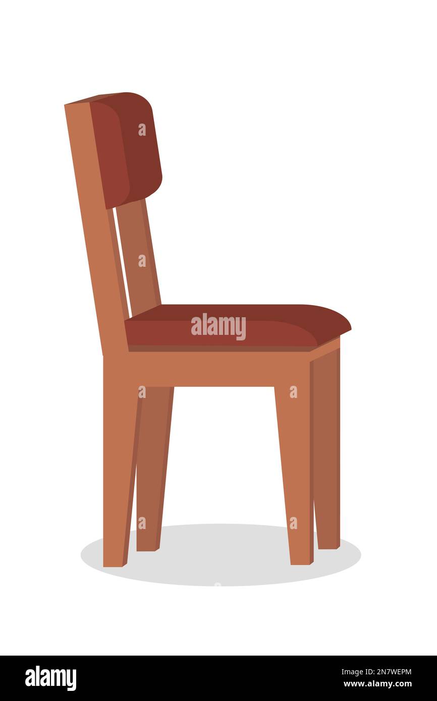 a wooden chair with upholstered seat and back on a white background isolated Stock Vector