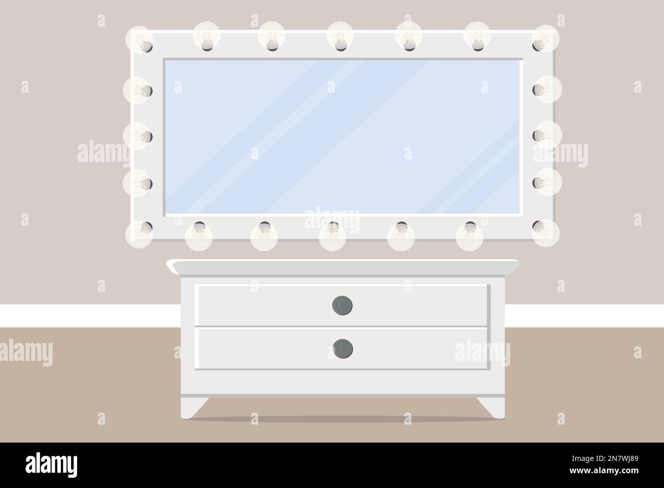 a makeup artist mirror with table and in the beauty room Stock