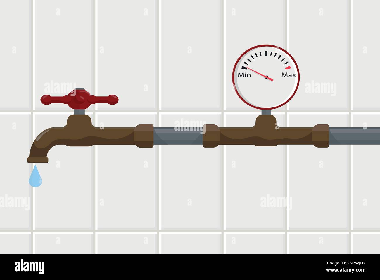 a fuel pressure sensor at minimum pressure value indicator water Stock Vector