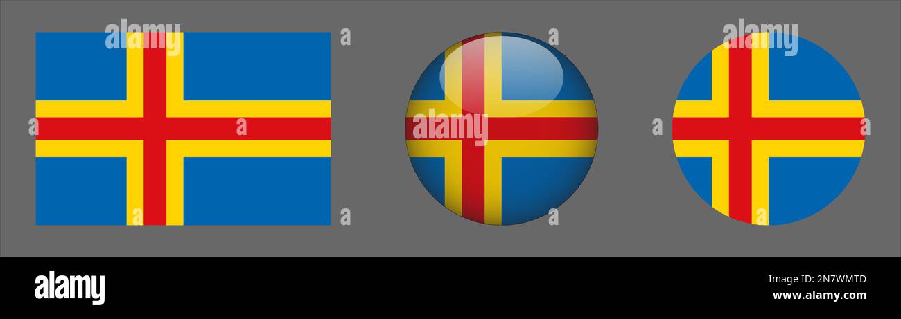 Aland Flag set collection Vector Stock Vector