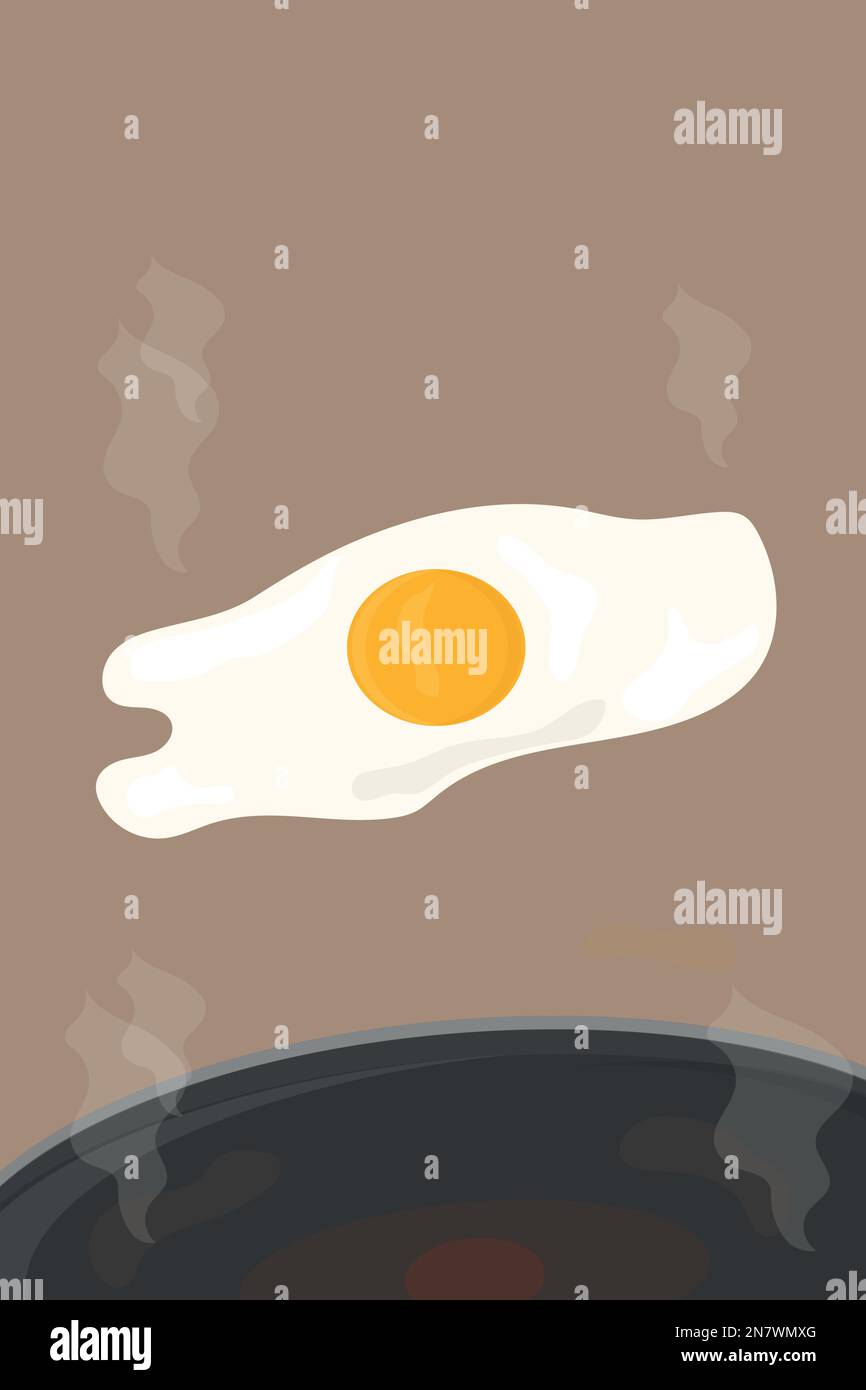 fried eggs in a breakfast pan with yolk Stock Vector