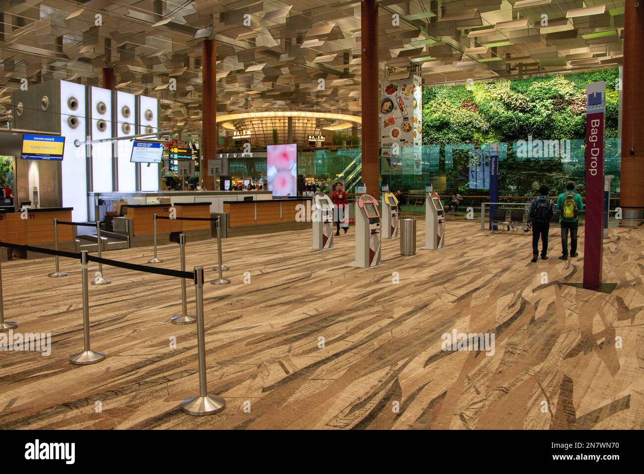 Interior shot of Singapore Changi Airport. Changi Airport is a major