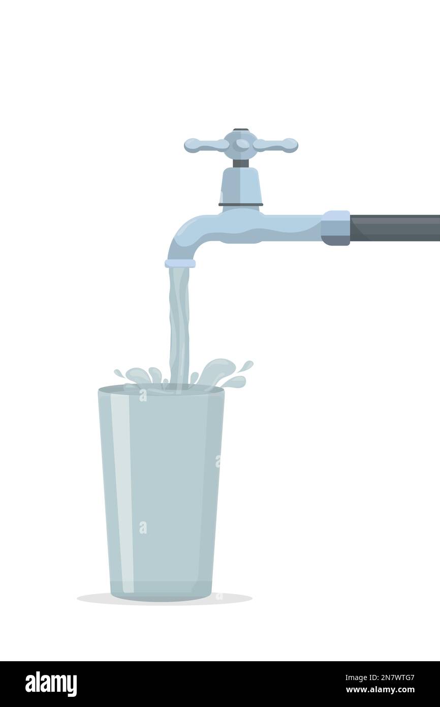 a pouring clean water from a tap into a glass Stock Vector Image & Art