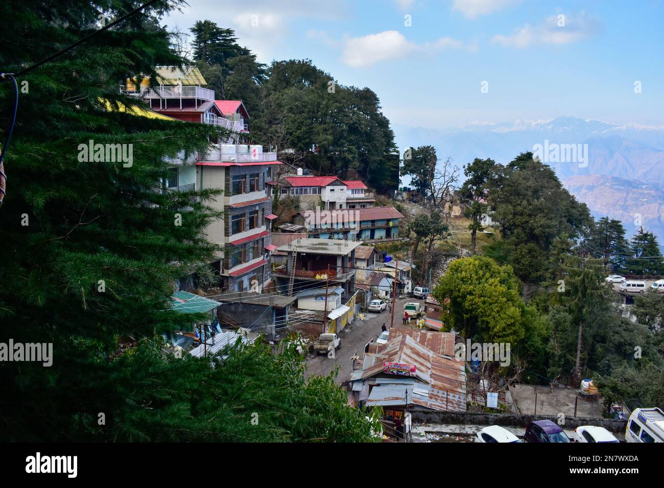 View of Houses and Hotels in Dalhousie, Himachal Pradesh, India Stock Photo