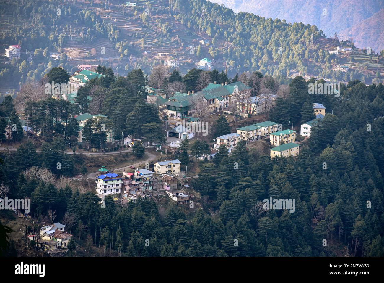 View of Houses and Hotels in Dalhousie, Himachal Pradesh, India Stock Photo