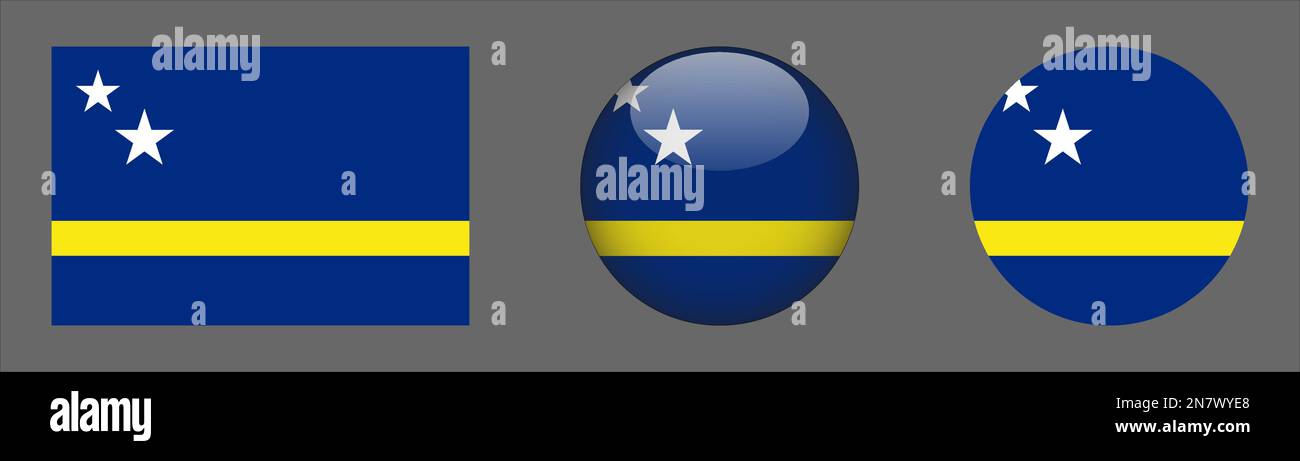 Curacao Flag set collection Vector Stock Vector